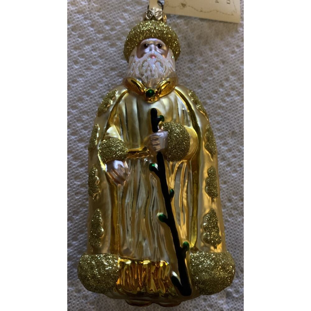 1996 Patricia Breen "Santa of the Golden Oaks" Handmade Glass Ornament #9641